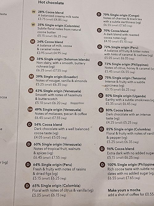 Menu at Knoops in Leeds