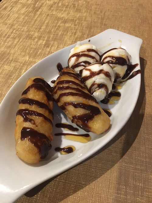 Banana Fritters and Soy Icecream at Vegie Bowl in Forest Hill