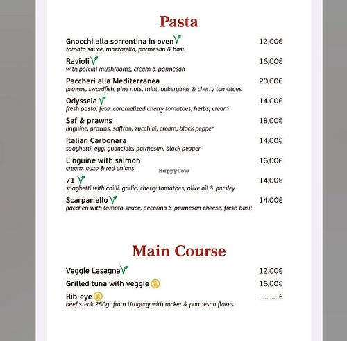 Vegetarian options (that some can be made vegan) at Ristorante Pizzeria Rosso di Sera in Rhodes