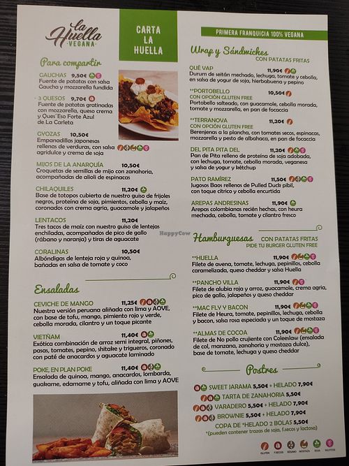Carta at La Huella Vegana - Food Stand in Valladolid