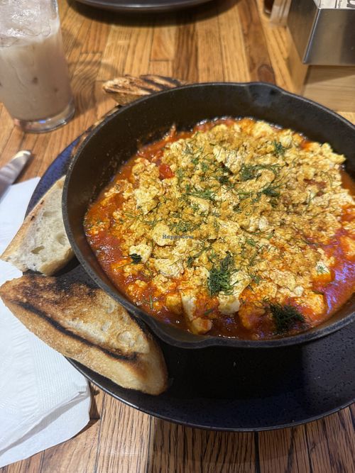 Shakshuka with tofu   at Moondog Cafe & Bakery in Mancos