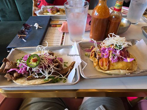 Vegan beef bulgogi and tofu tempura at The Dream Tacos in Plano