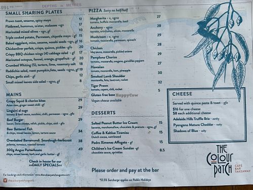 Colourpatch menu at The Colourpatch  in Augusta