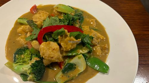 Malaysian satay with tofu and chick’n  at Vegan Heaven in Fitzroy