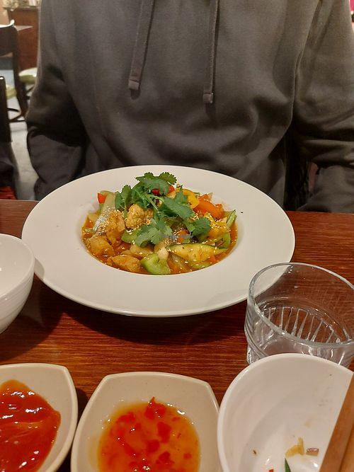 Chicken and Veggie stirfry at Vegan Heaven in Fitzroy