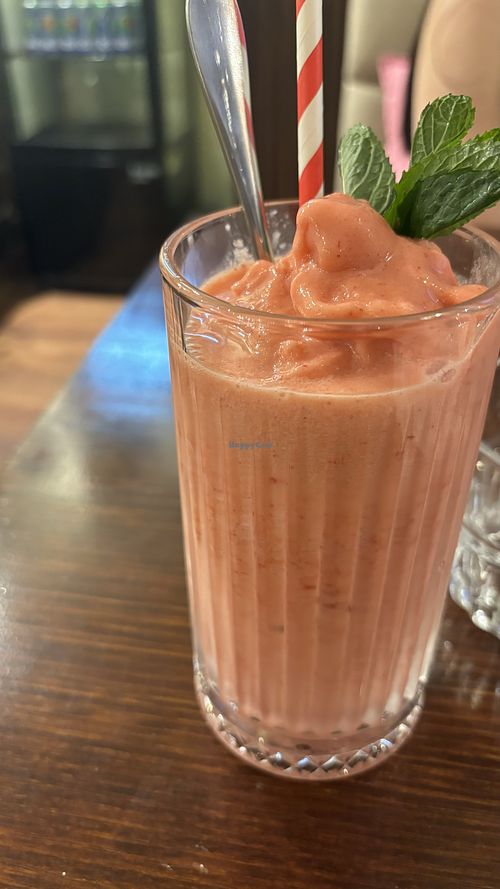 Strawberry smoothie  at Vegan Heaven in Fitzroy