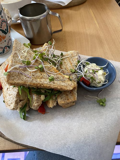 Tofu toasts (not sure if the dipping sauce is vegan)  at Bond Café in Prague