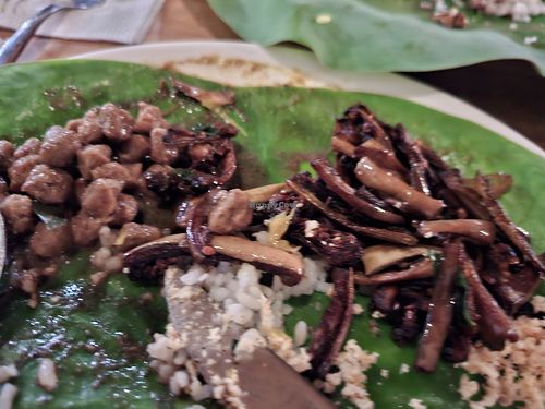 Eggplant and soy meat curry at Rupas Beach Hotel & Restaurant in Arugam Bay