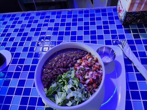 Burrito bowl, yum! at Saltys in Caye Caulker