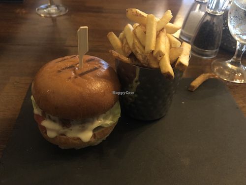 Vegan burger  at The Badger Inn   in Nantwich