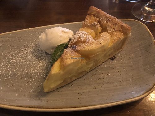 Apple tart and vegan ice cream  at The Badger Inn   in Nantwich