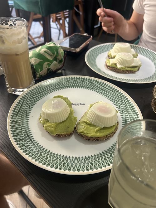 Avocado and eggs on toast  at Happy Eggs in Bucharest