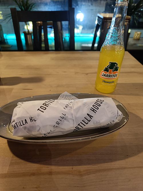 A burrito and pineapple lemonade at Tortilla House  in Oulu