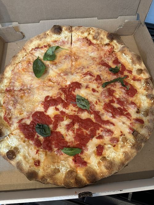 Half Lo Piccolo style (sauce on top) and half regular style   at Lo Piccolo's in West Chester