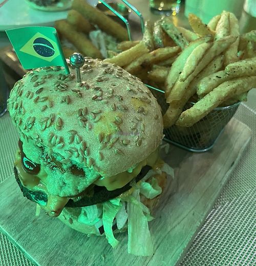 Vegan burger (comes on gluten free bun)  at R10 Burger in Geneva