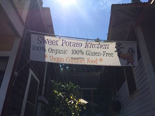 Love this sign!
 at Sweet Potato Kitchen in Hawi