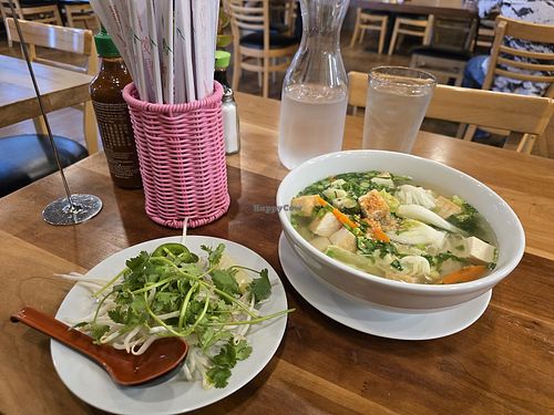 Vegetarian noodle soup at Colfax Bistro in Colfax