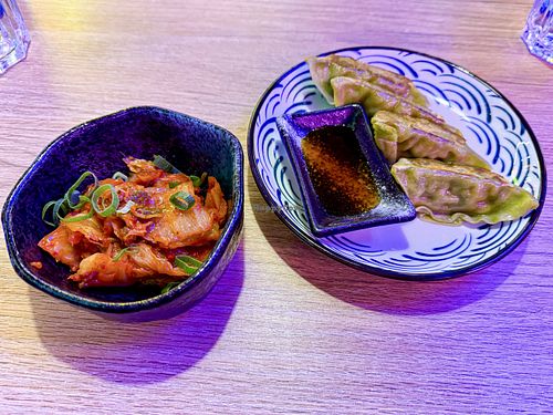 Kimchi and gyozas  at Buga Ramen in Mallorca