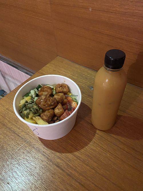 Tofu salad and juicee  at Tummy Bowl in Ipoh