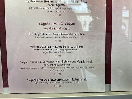 Menu  at Hofbräu in Bamberg