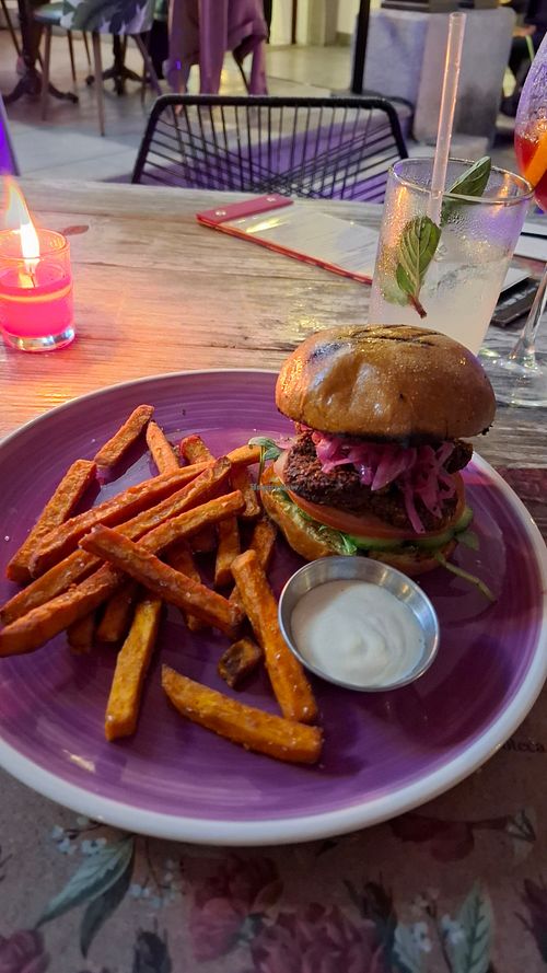 Falafel Burger at La Rosa Cayala in Guatemala City