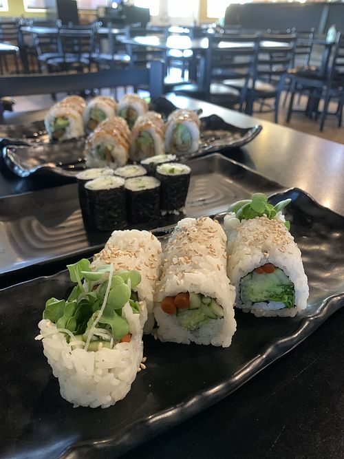 Veggie Lover, Kappa Maki, Imari Roll & Moonlight Special (sweet potato)  at Jinme Ramen & Sushi Bar in Auburn