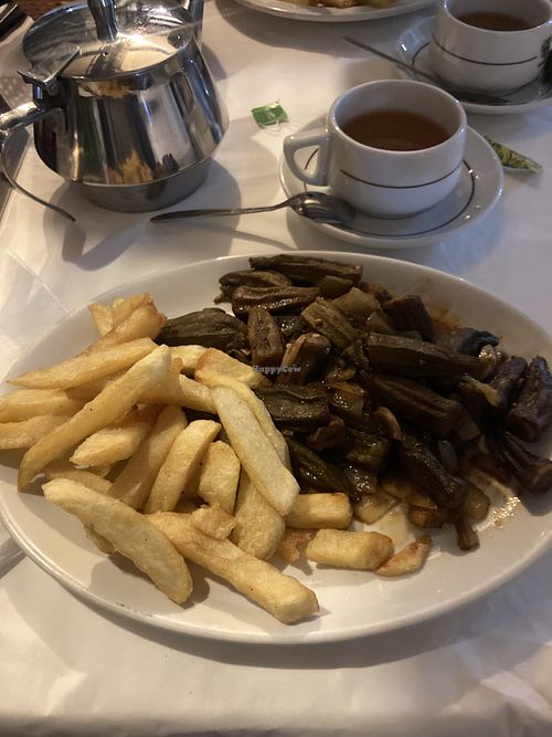 Okra with chips  at The Village Pub & Restaurant in Kakopetria