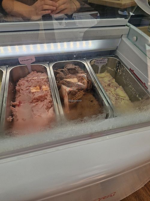 Strawberry, chocolate,  cherry bakewell at Colin's in Chepstow