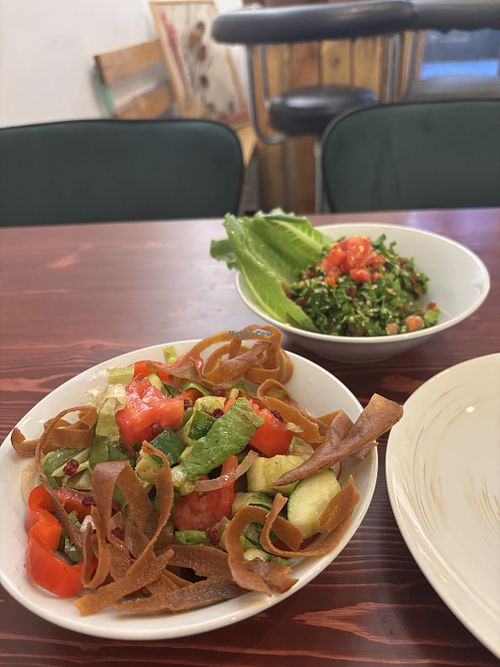 Fatiush and tabouleh   at Falafel Box in Yerevan