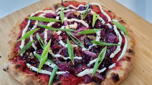 Royal Cabbage Pizza at VeganZza in Vancouver