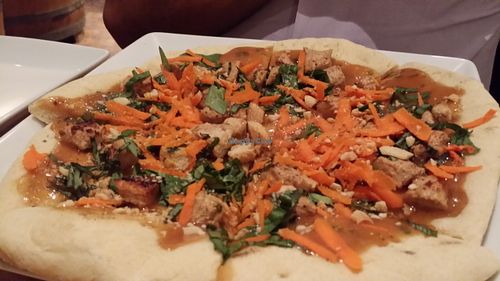 Thai Basil Peanut Pizza at Mike's Cafe and Wine Bar in San Juan Island