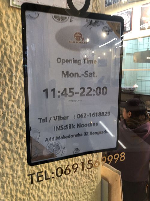 Opening hours  at Silk Noodles in Belgrade