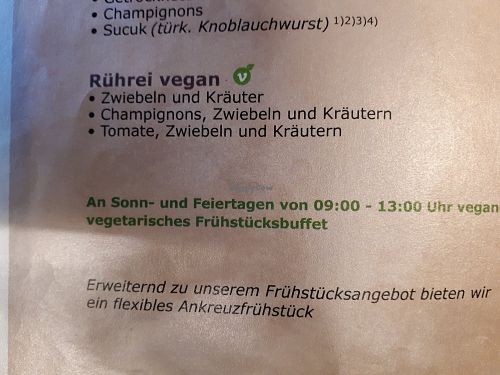 Menu at Moccaklatsch in Bielefeld