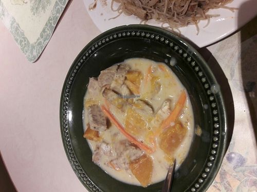 taro in coconut milk  at GreenWoods Raw Cafe in Kowloon