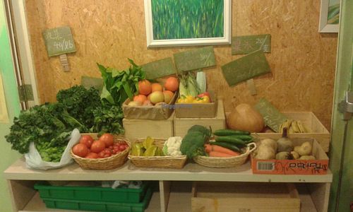 Veg rack at GreenWoods Raw Cafe in Kowloon