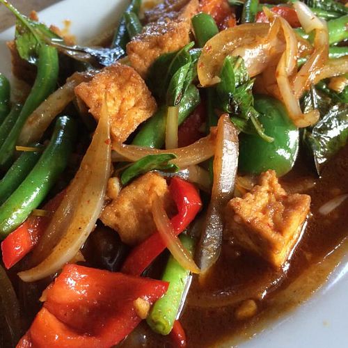 Kaffir Lime Curry with Tofu (vegan).  Amazing! at Sukho Thai - Marigny in New Orleans