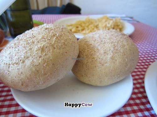 pan integral / wheat rolls at Comedor Familiar Vegetariano in Mexico City