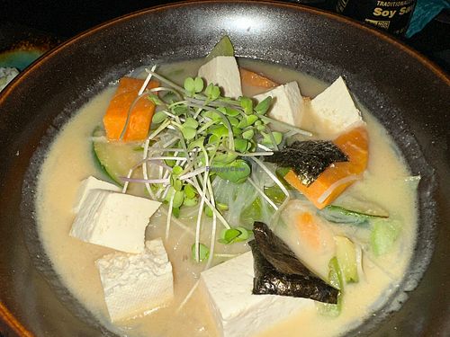 Delicious miso ramen add tofu!  at Far East Steakhouse in St Croix