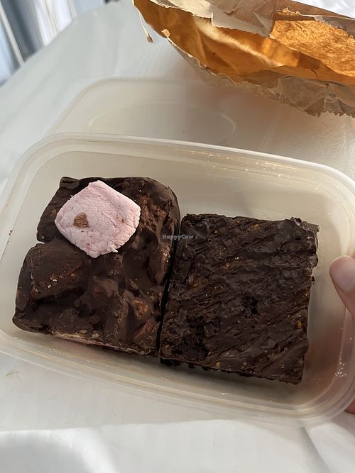 Rocky Road and chocolate brownie   at No Moo Bakes in Alnwick