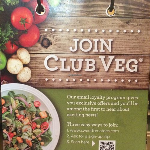 Email loyalty program  at Sweet Tomatoes in Lombard