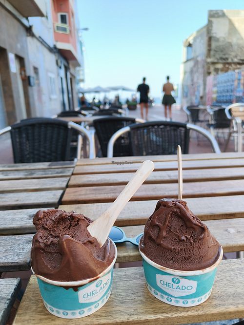 Chocolate sorbet at Chelado   in Gran Canaria