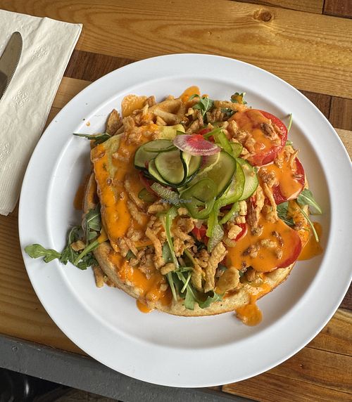 Vegan waffle (includes Just egg)  at Goodland Waffles and Melts in Santa Barbara