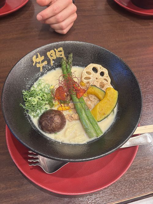 white ramen   at Gyumon Halal Ramen Asakusa in Tokyo