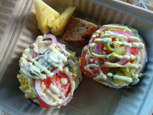 Southwestern bagel scramble to go at Evolution Bakery and Cafe in Kailua Kona