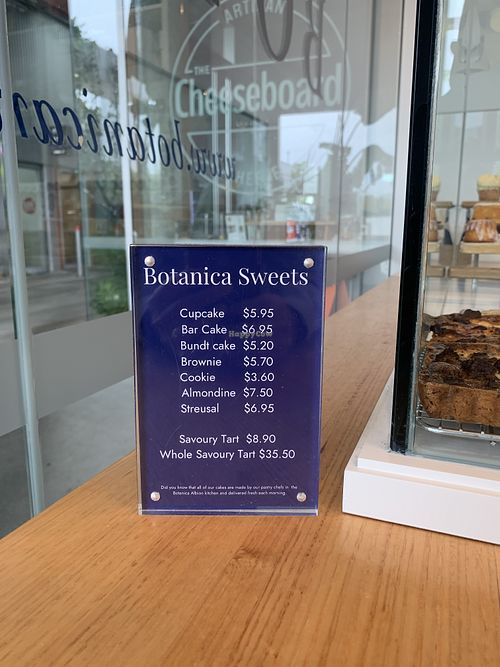 sweets menu  at Botanica in Albion