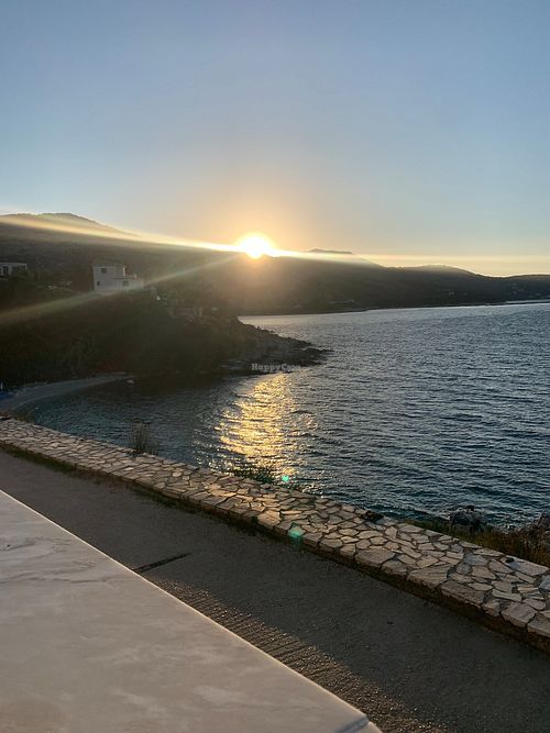 Sea view in the evening from our table at Kastro KitchenBar in Corfu