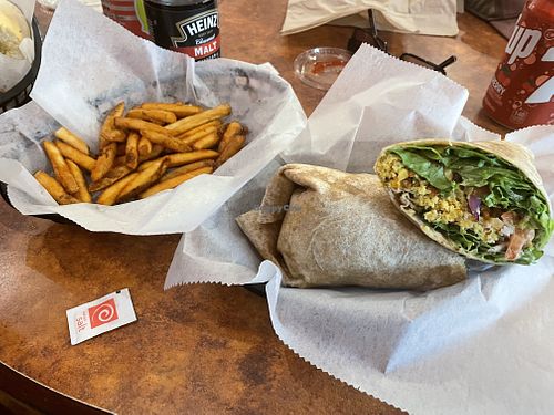 Felafel wrap, had eaten plenty of fries before this picturee  at Fritz in Keene