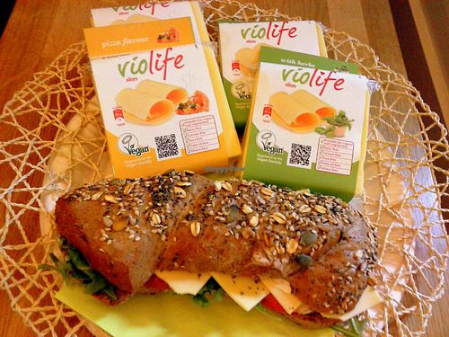 Vegan sandwich with delicious vegan cheese at Bistro Piknik in Domzale