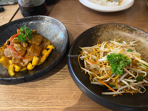 Vegetarian Beef With Mongolian Sauce, Wok-Fry Noodle in King Soya Sauce at The Compass Rose in Portsmouth