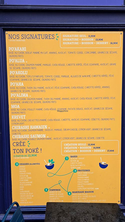 Menu at Hawa Bowls in Nantes
